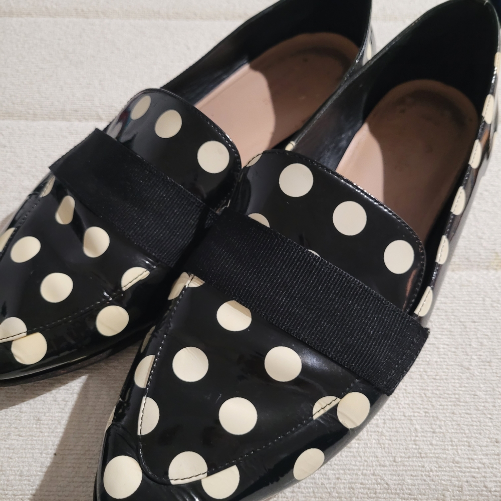 kate spade Black Patent Polka Dot Flats